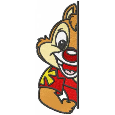 Dale hiding embroidery design preview showing stitched cartoon character pattern for embroidery machines