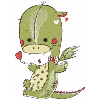 Baby dragon party embroidery design - Embroidery Design