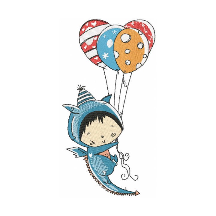 Baby in dragon suit embroidery design - Embroidery Design