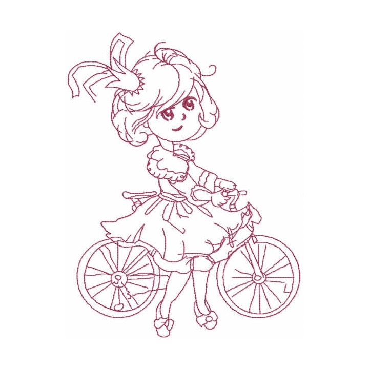 Princess Malvina one colored embroidery design - Embroidery Design