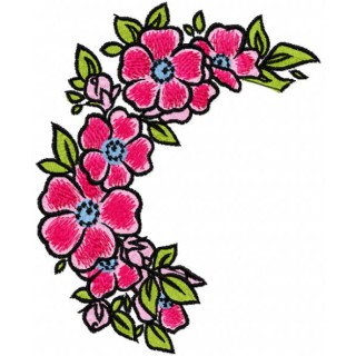 Pink flowers wreath embroidery design - Embroidery Design