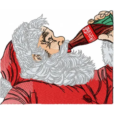 Santa Claus holding Coca Cola bottle embroidery design preview