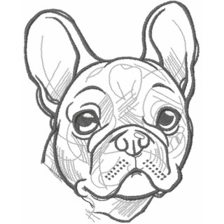Bulldog greyscale sketch embroidery design - Embroidery Design