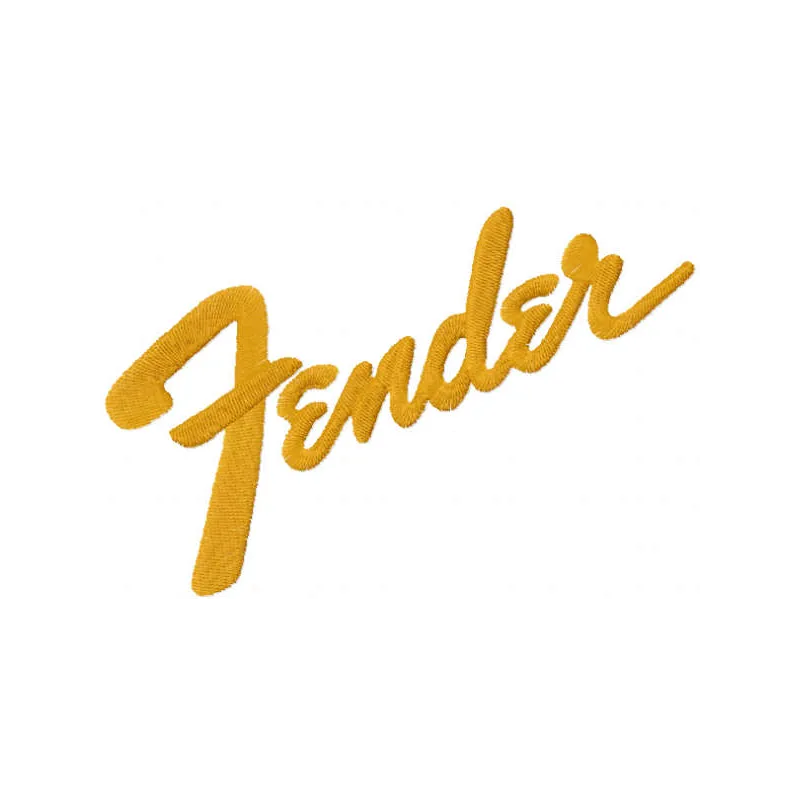 Fender logo embroidery design preview showing stitched guitar brand icon