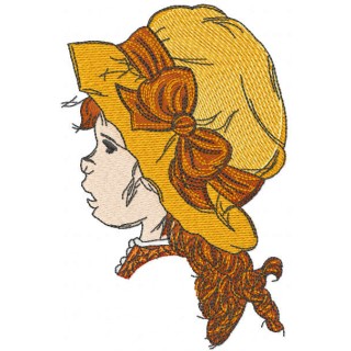 Retro girl with hat embroidery design - Embroidery Design