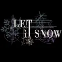 Embroidery design featuring the quote 'Let it snow' on a black background, showcasing elegant lettering.