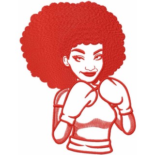 Woman boxer one colored embroidery design - Embroidery Design