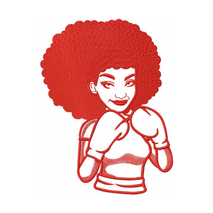Woman boxer one colored embroidery design - Embroidery Design