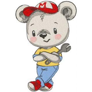Teddy mechanic embroidery design - Embroidery Design