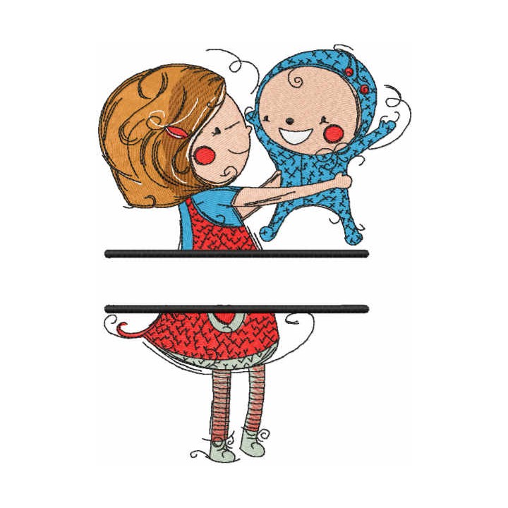 Sister and brother monogram embroidery design - Embroidery Design