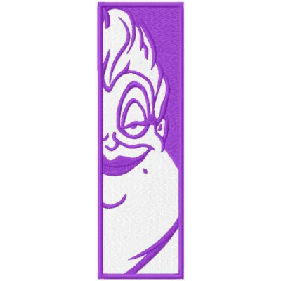 Ursula bookmark embroidery design preview featuring the sea witch character in stitched detail