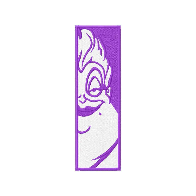 Ursula bookmark embroidery design preview featuring the sea witch character in stitched detail