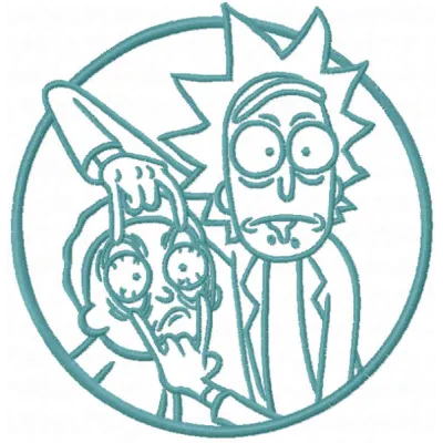 Open Your Eyes Rick and Morty embroidery design preview showing stitched pattern