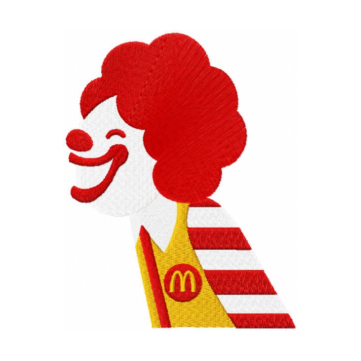 Smiling Ronald McDonald embroidery design - Embroidery Design
