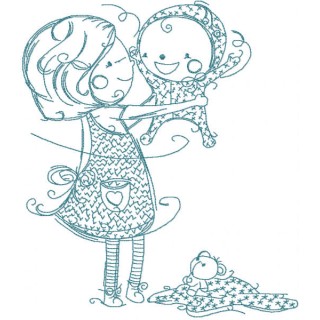 Sister and brother embroidery design - Embroidery Design