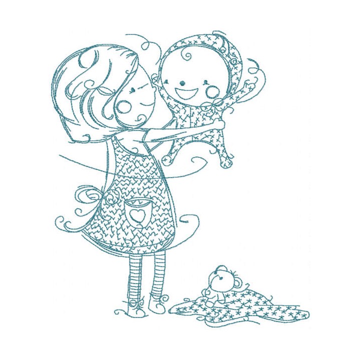 Sister and brother embroidery design - Embroidery Design