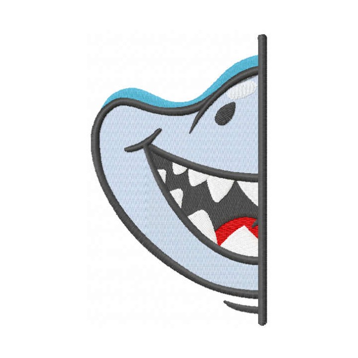 Half shark muzzle embroidery design - Embroidery Design