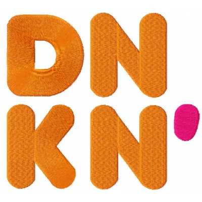 DNKN logo embroidery design preview showing stitched pattern for embroidery machines