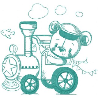 Teddy train embroidery design - Embroidery Design