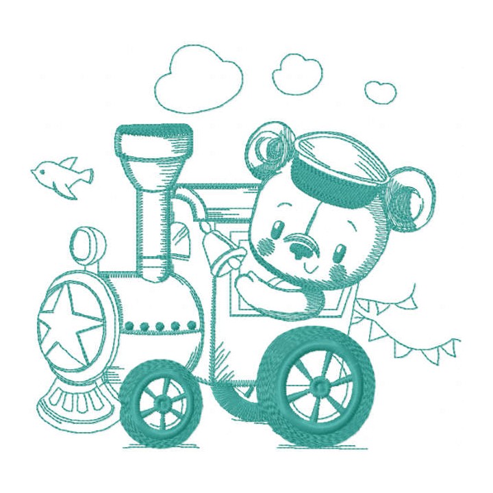 Teddy train embroidery design - Embroidery Design