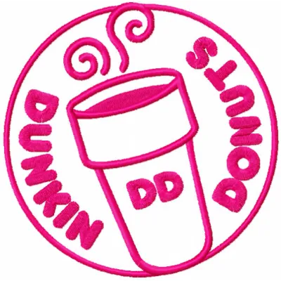 Dunkin Donuts round one colored logo embroidery design preview