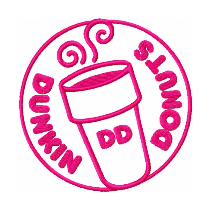 Dunkin Donuts round one colored logo embroidery design - Embroidery Design