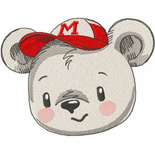 Teddy bear baseball cap embroidery design - Embroidery Design