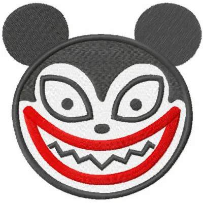 Smiling vampire teddy bear embroidery design with stitched details and playful expression