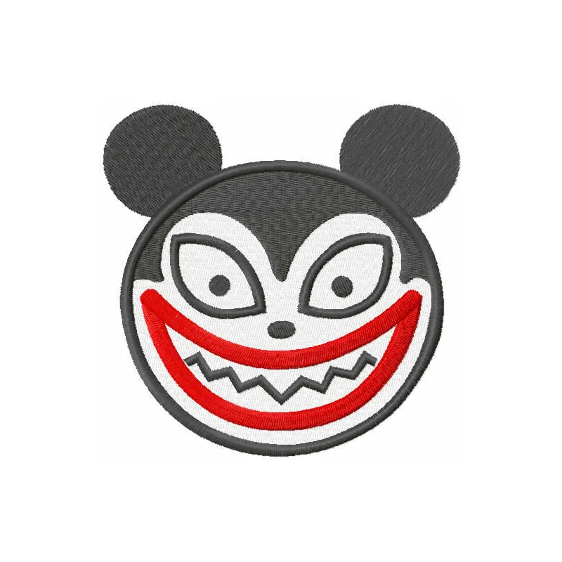 Smiling vampire teddy bear embroidery design with stitched details and playful expression