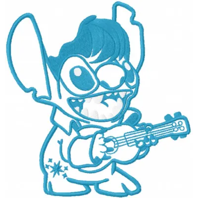 Elvis Stitch one colored embroidery design preview showing stitching pattern
