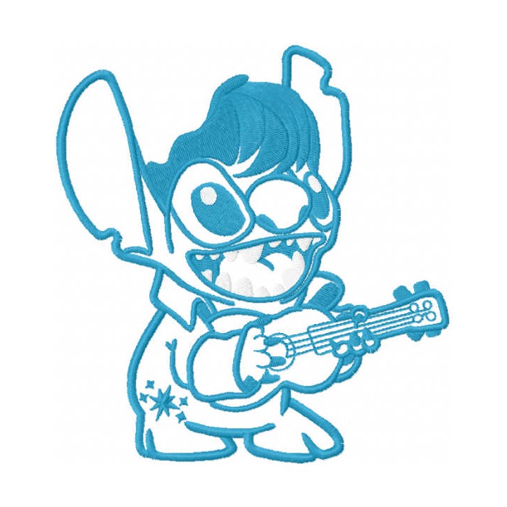 Elvis Stitch one colored embroidery design - Embroidery Design