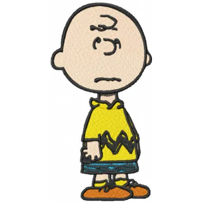 Upset Charlie Brown embroidery design preview showing stitched character pattern