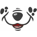 Cute smiling dog embroidery design preview for masks