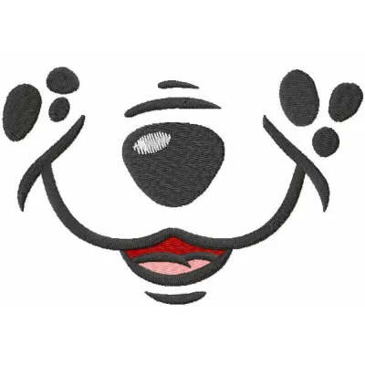 Cute smiling dog embroidery design preview for masks