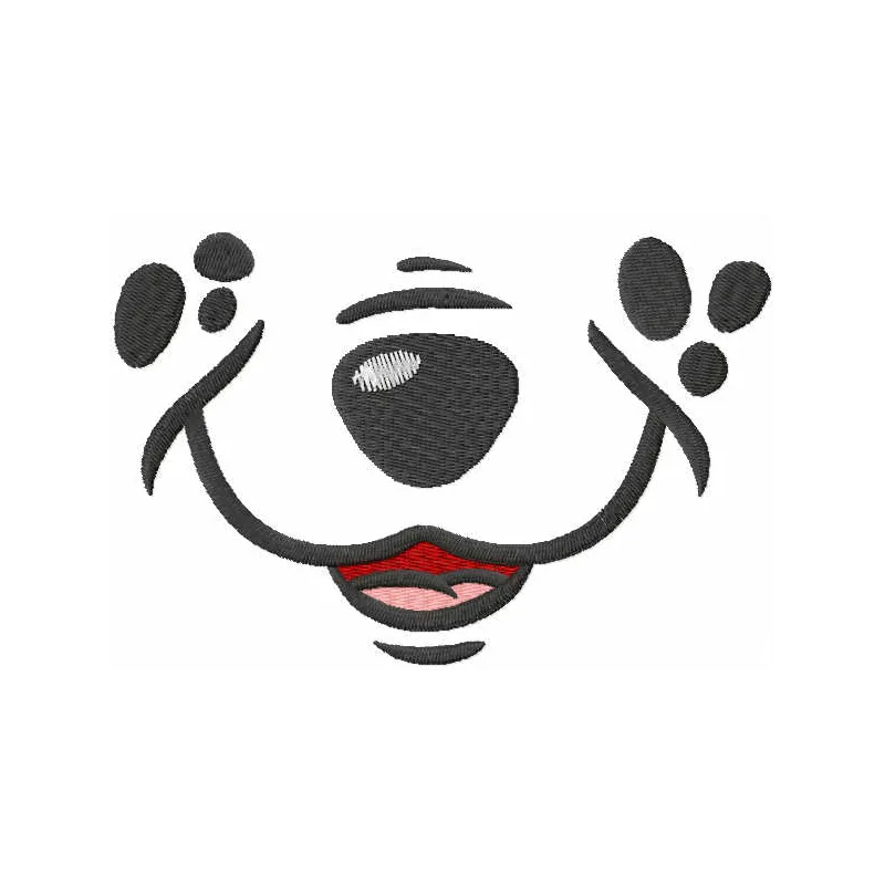 Cute smiling dog embroidery design preview for masks