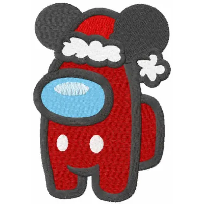 Among Us Mickey Santa Embroidery - Festive Gaming Design