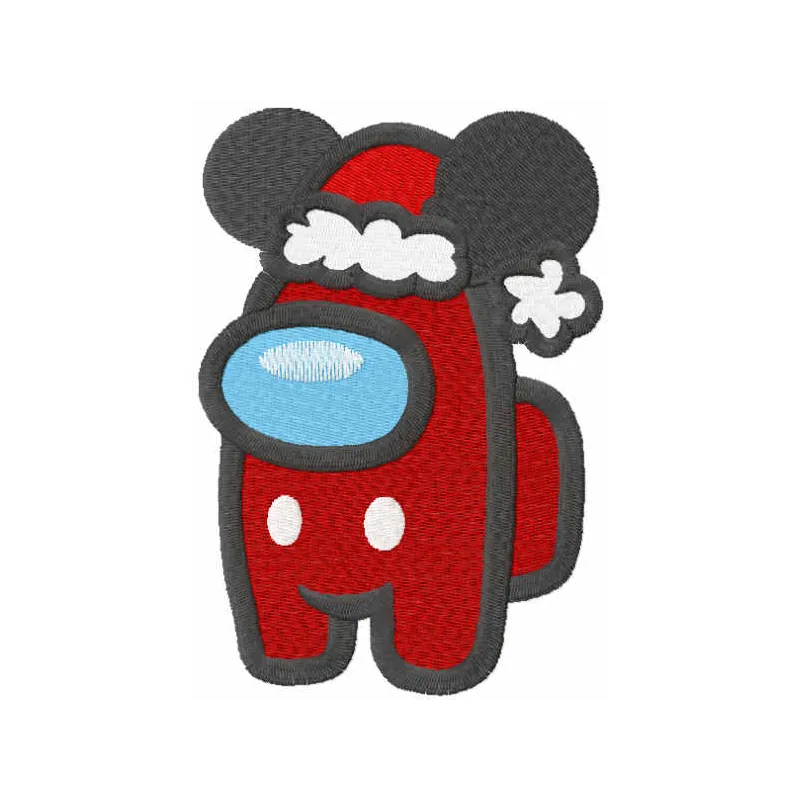 Among Us Mickey Santa embroidery design preview showing festive character stitching pattern
