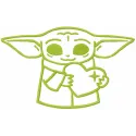 Loving Baby Yoda one-colored embroidery design preview