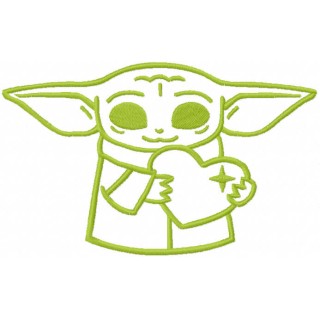Loving baby yoda one colored embroidery design - Embroidery Design