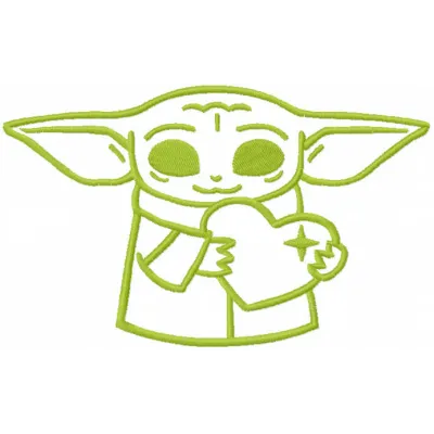 Loving Baby Yoda one-colored embroidery design preview