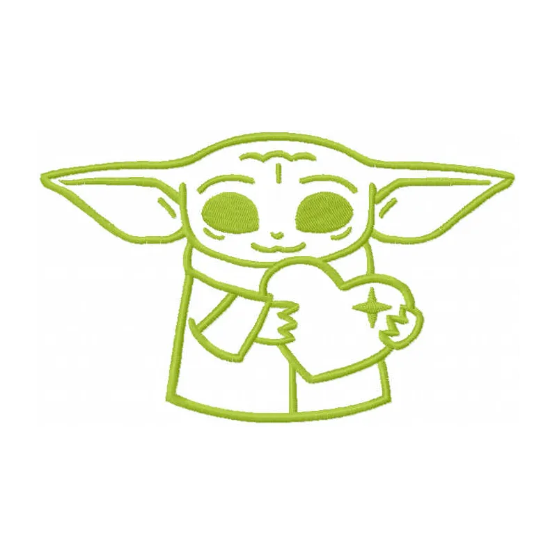 Loving Baby Yoda one-colored embroidery design preview