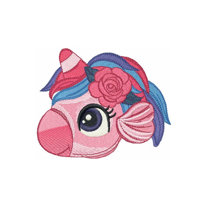 Sea unicorn head embroidery design - Embroidery Design