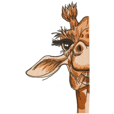 Half giraffe embroidery design preview showing detailed stitching pattern