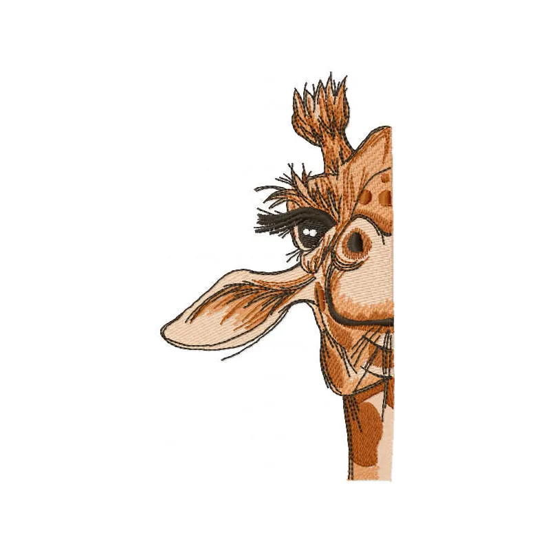Half giraffe embroidery design preview showing detailed stitching pattern