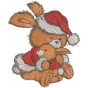 Bunnies Christmas hugs embroidery design featuring festive rabbits embracing with holiday details
