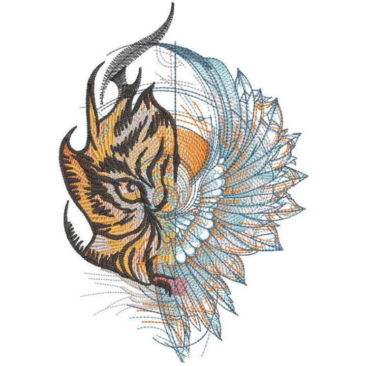 Tiger wings embroidery design - Embroidery Design