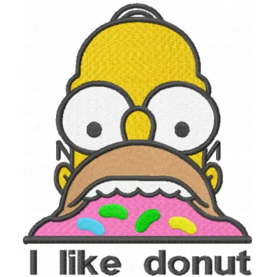 I Like Donut embroidery design preview showing stitched pattern ready to download