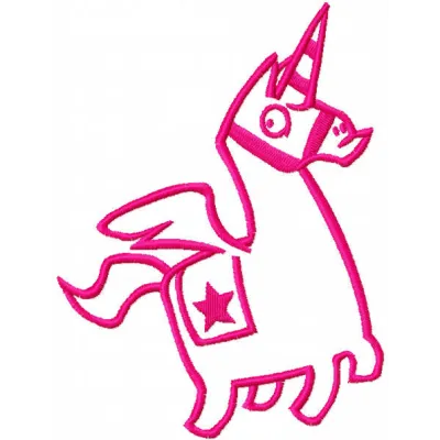 Pink llama unicorn embroidery design preview showing stitched pattern for embroidery machines
