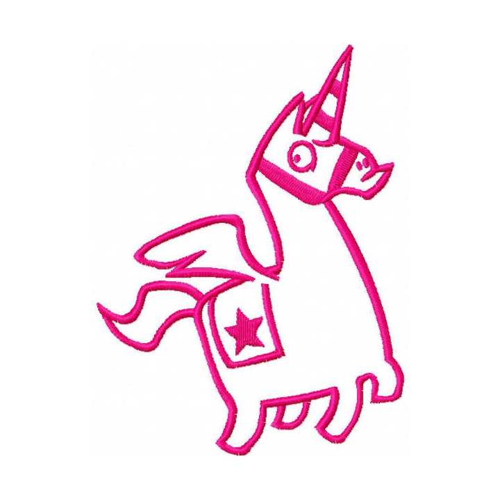 Pink llama unicorn embroidery design - Embroidery Design
