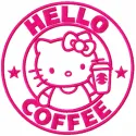 Hello Kitty coffee pink embroidery design preview showing adorable character with coffee cup motif